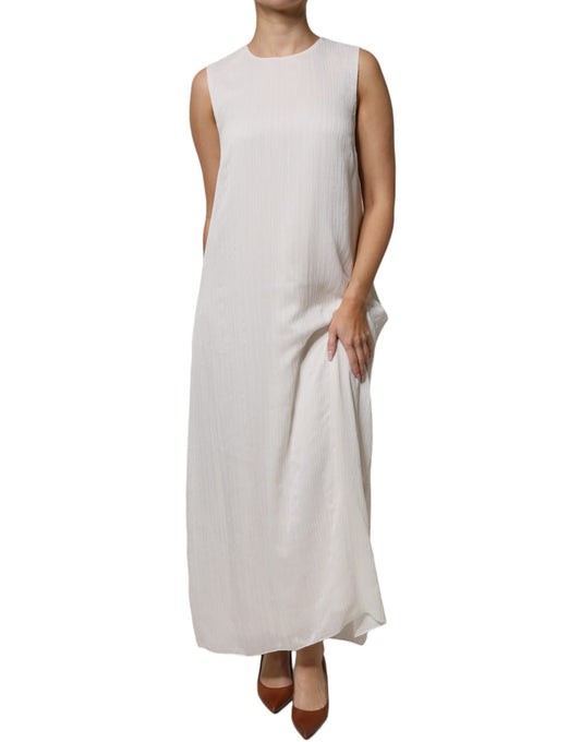 Vestido largo recto Peserico blanco sin mangas con cuello redondo