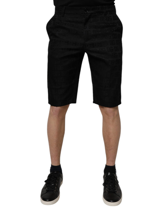Pantaloncini chino casual a vita media in cotone nero Dolce &amp; Gabbana