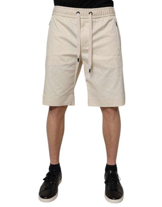 Bermuda da uomo Dolce &amp; Gabbana in cotone elasticizzato bianco sporco