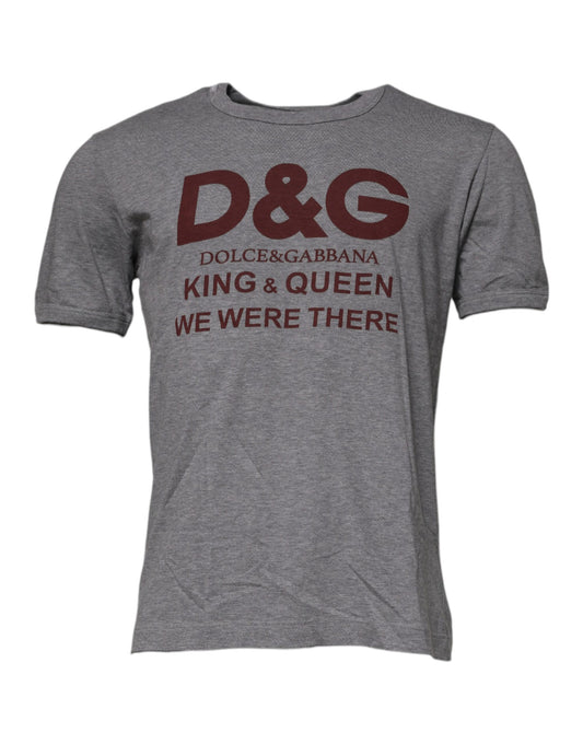 T-shirt da uomo Dolce &amp; Gabbana con scollo a giro in cotone con stampa logo grigio