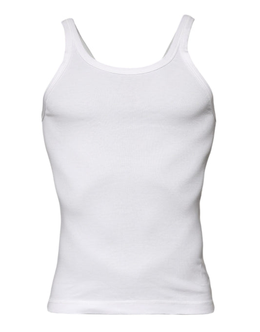 T-shirt senza maniche a scollo rotondo in cotone avorio Dolce &amp; Gabbana