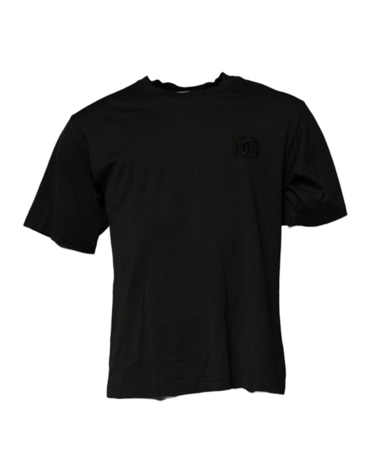 Camiseta de algodón con cuello redondo y logotipo DG en negro de Dolce &amp; Gabbana