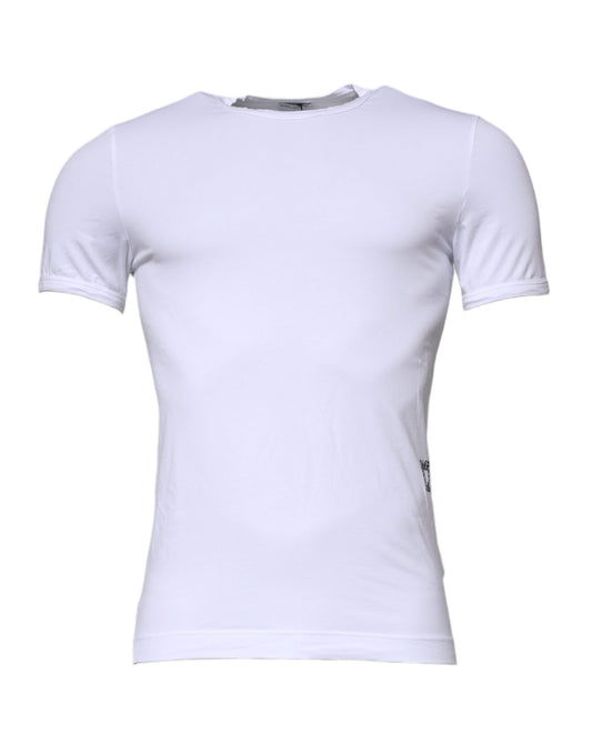 T-shirt intima Dolce &amp; Gabbana in cotone elasticizzato bianco con scollo a giro