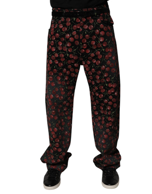Jeans da uomo in denim dritto in cotone Dolce &amp; Gabbana Black Cherry