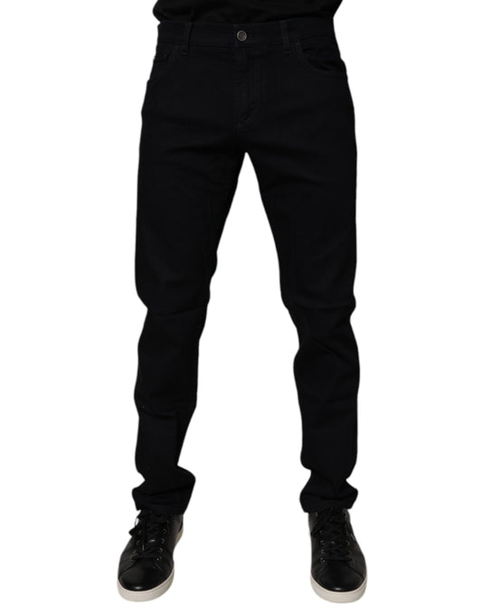 Vaqueros ajustados de algodón elástico negro Dolce &amp; Gabbana para hombre