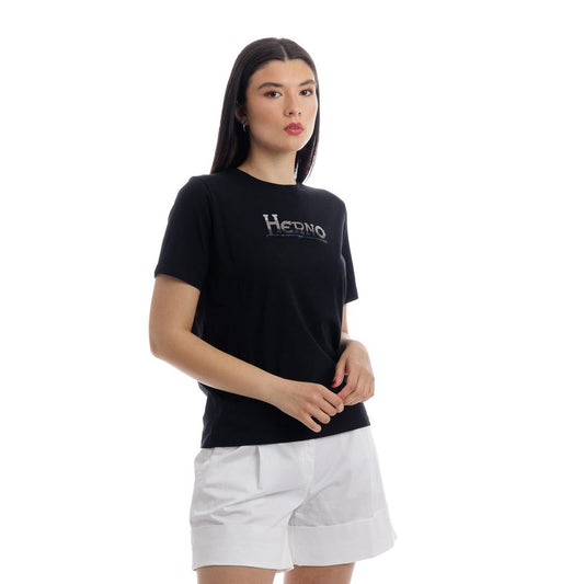 Top e t-shirt in cotone nero Herno