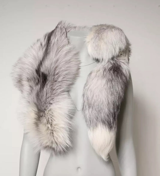 Sciarpa invernale Dolce &amp; Gabbana in pelliccia di volpe bianca