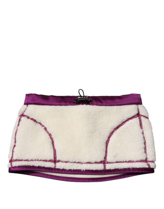 Sciarpa scaldacollo in pile di cashmere bianco e viola Dolce &amp; Gabbana