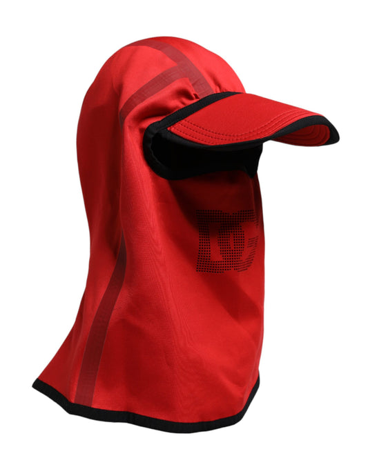 Cappello passamontagna a tesa larga in poliestere con logo rosso Dolce &amp; Gabbana