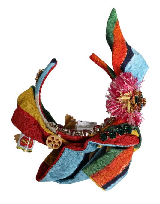 Cerchietto con diadema decorato con cristalli floreali multicolor di Dolce &amp; Gabbana