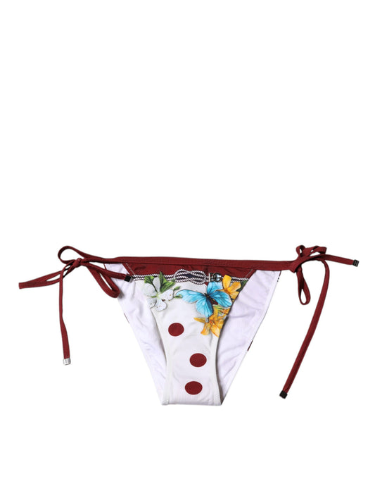 Costume da bagno bikini con stampa floreale bianca Dolce &amp; Gabbana