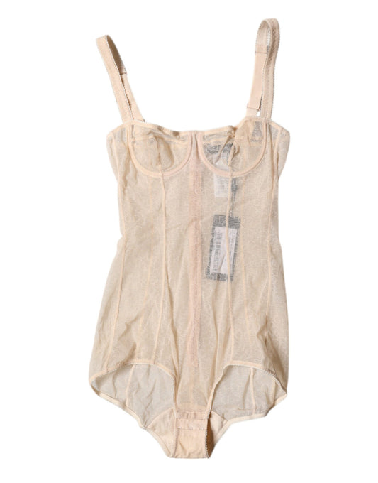 Dolce &amp; Gabbana Intimo body con reggiseno a balconcino in tulle beige