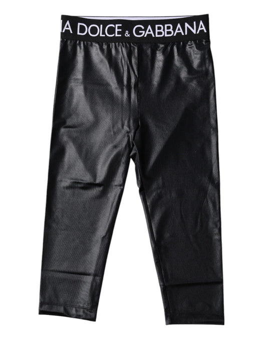 Dolce &amp; Gabbana Collant corti in nylon con logo nero, intimo