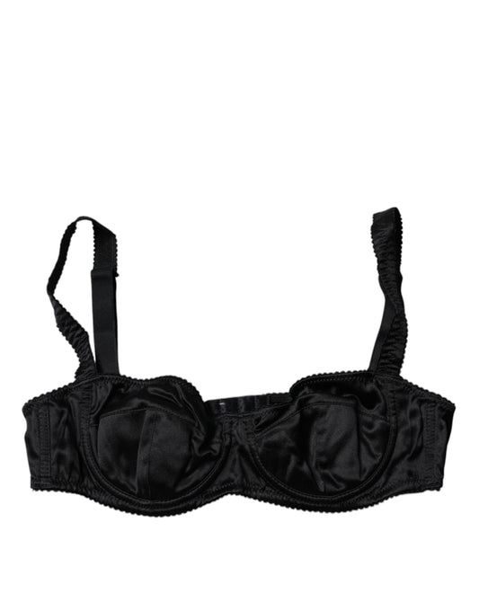 Dolce &amp; Gabbana - Sujetador balconette de seda elástica negra