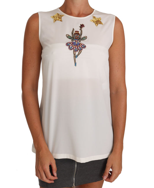 Blusa in seta con cristalli incantati Dolce &amp; Gabbana
