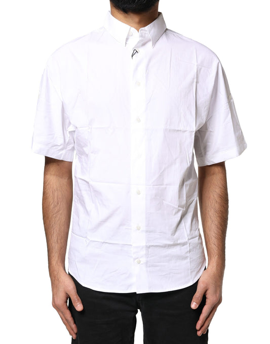 Polo casual da uomo Dolce &amp; Gabbana in cotone bianco con bottoni