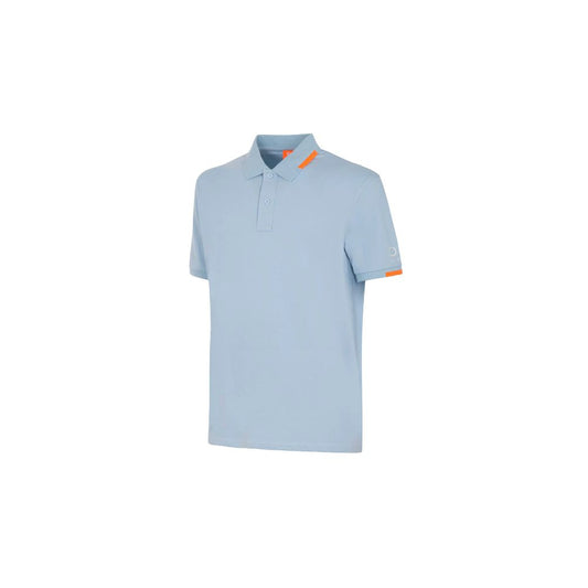 Polo da uomo in cotone azzurro chiaro Suns