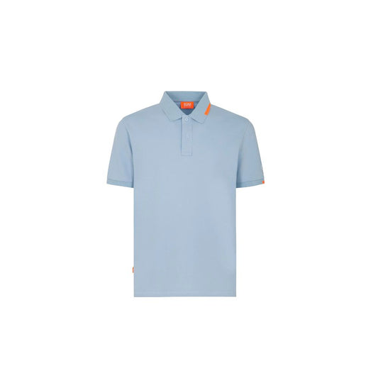Polo da uomo in cotone azzurro chiaro Suns