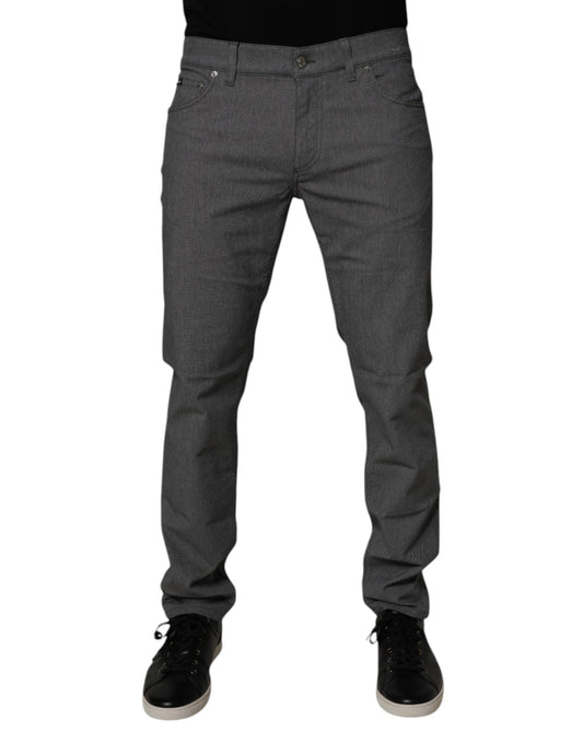 Jeans aderenti in denim elasticizzato grigio di cotone Dolce &amp; Gabbana