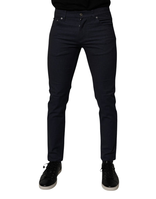 Vaqueros ajustados de mezclilla azul oscuro de algodón elástico de Dolce &amp; Gabbana