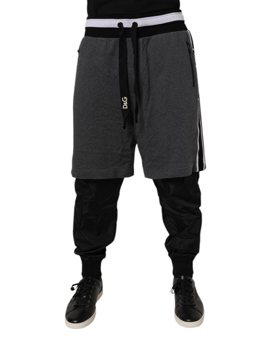 Pantalones deportivos Dolce &amp; Gabbana de algodón en capas negro y gris para hombre