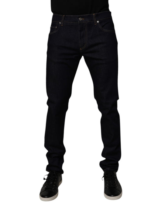 Vaqueros ajustados de algodón elástico negro Dolce &amp; Gabbana para hombre