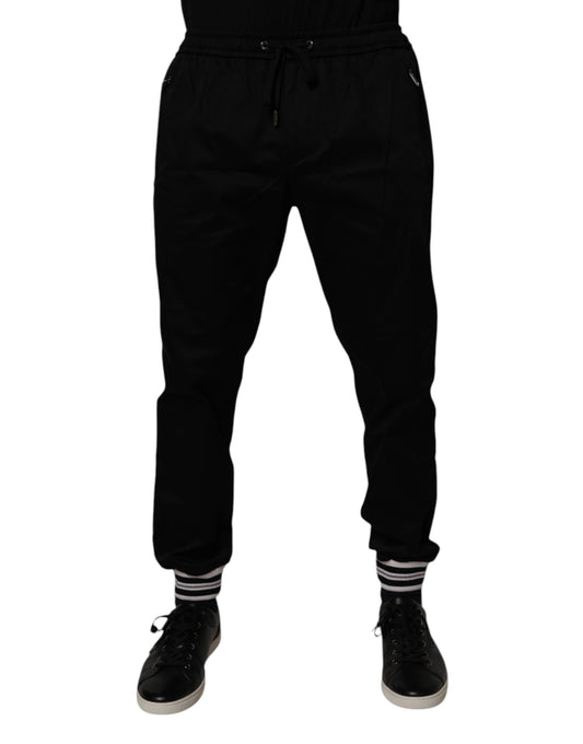 Pantalones deportivos negros elásticos de algodón de Dolce &amp; Gabbana