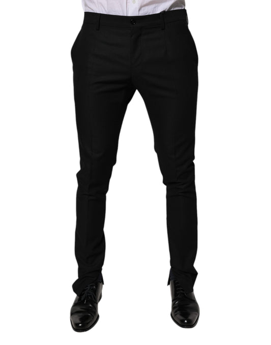 Pantalones de vestir ajustados de lana virgen negros Dolce &amp; Gabbana para hombre