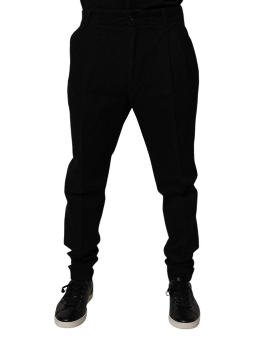 Pantalones ajustados de algodón elástico negro de Dolce &amp; Gabbana