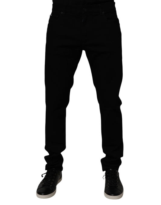 Vaqueros ajustados de algodón elástico negro Dolce &amp; Gabbana para hombre