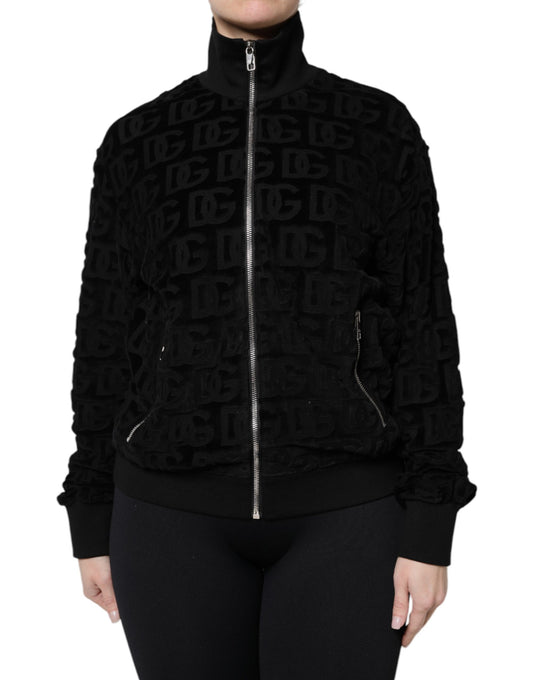 Chaqueta bomber con cremallera completa y monograma del logotipo negro de Dolce &amp; Gabbana