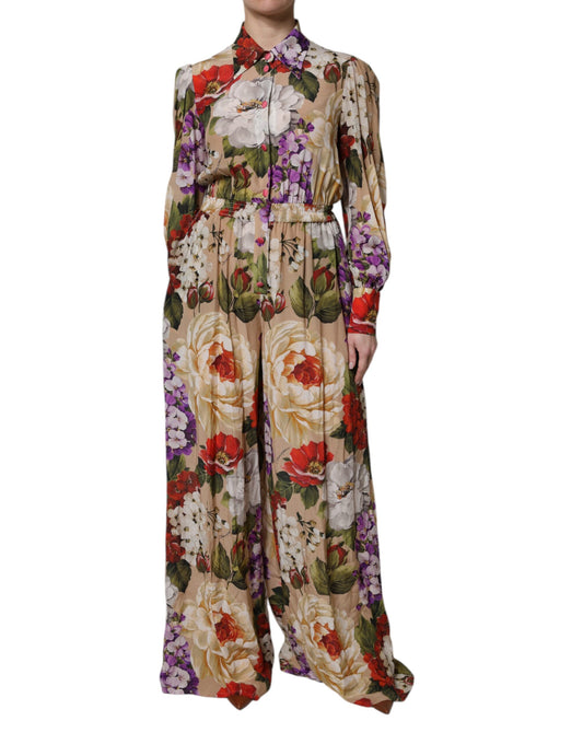 Vestido mono de pierna ancha con estampado floral multicolor de Dolce &amp; Gabbana