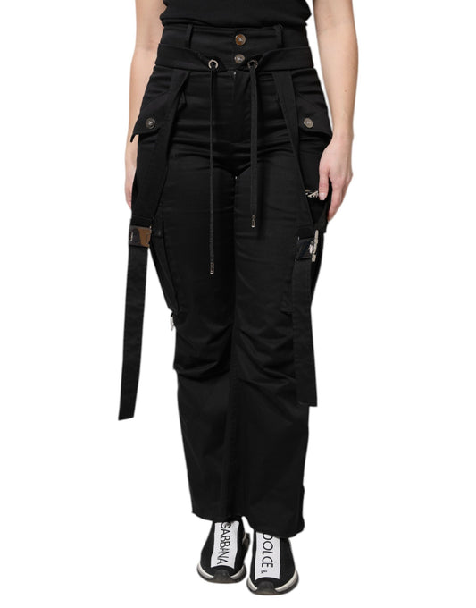 Pantalones cargo de cintura alta de algodón negro de Dolce &amp; Gabbana
