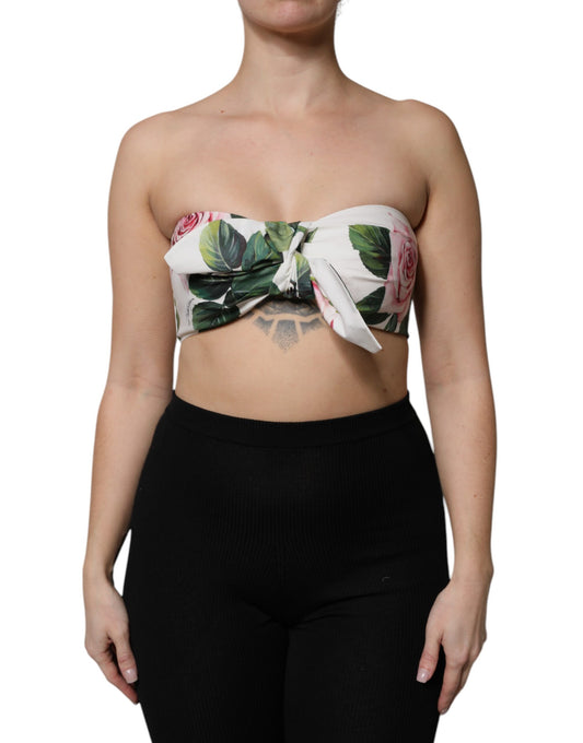 Top bustier con stampa floreale bianca Dolce &amp; Gabbana