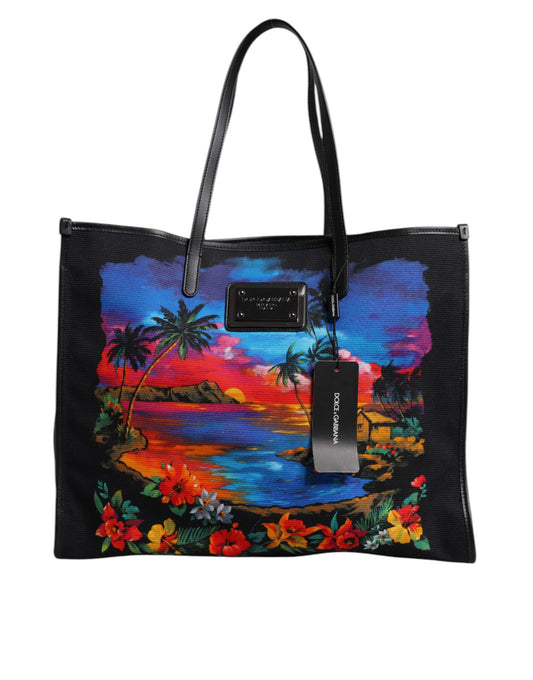 Borsa tote shopping con manico superiore e stampa grafica multicolore Dolce &amp; Gabbana