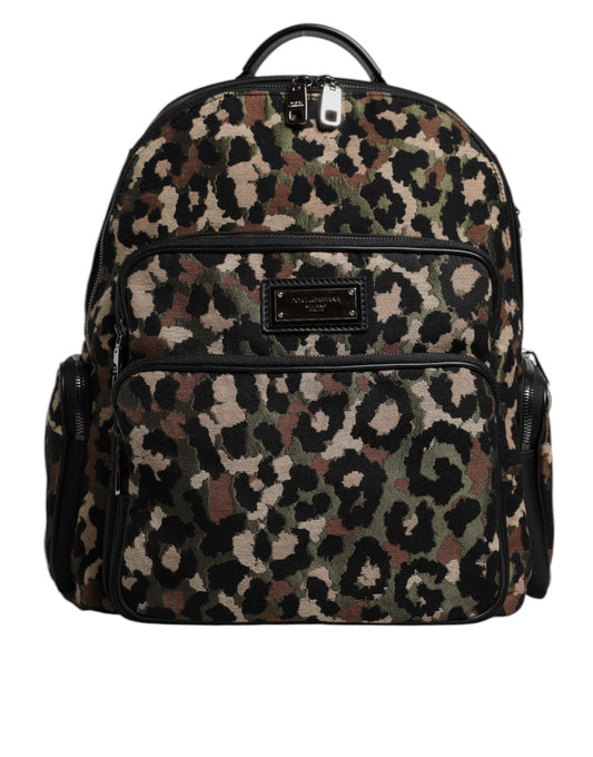 Zaino da uomo Dolce &amp; Gabbana con stampa leopardata multicolore e logo DG