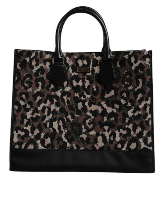 Bolso de hombro tipo shopper con estampado de leopardo multicolor de Dolce &amp; Gabbana