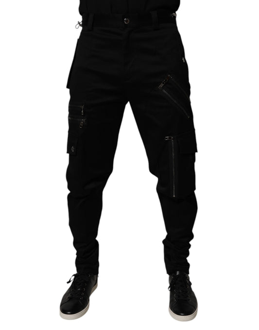 Pantaloni cargo affusolati in cotone nero Dolce &amp; Gabbana