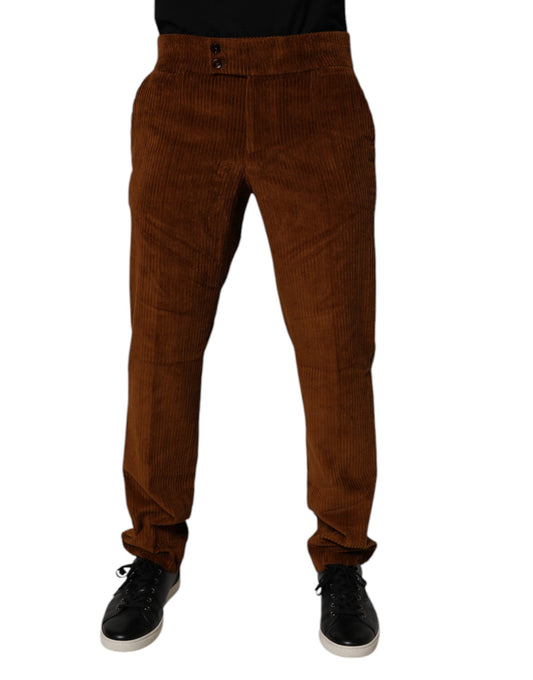 Jeans aderenti in velluto a coste di cotone marrone scuro Dolce &amp; Gabbana