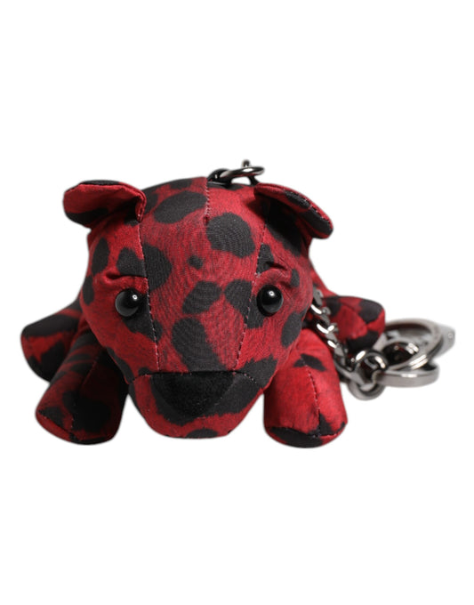 Portachiavi Dolce &amp; Gabbana in poliestere rosso e nero con silhouette di animali