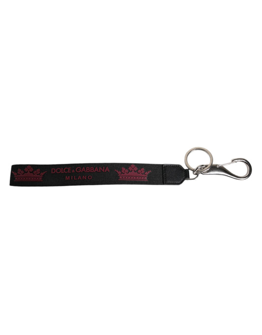 Portachiavi da uomo Dolce &amp; Gabbana con logo DG Crown in nylon nero