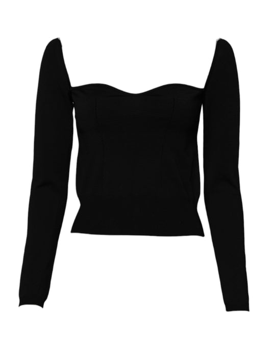 Dolce &amp; Gabbana Maglione a maniche lunghe con scollo quadrato nero