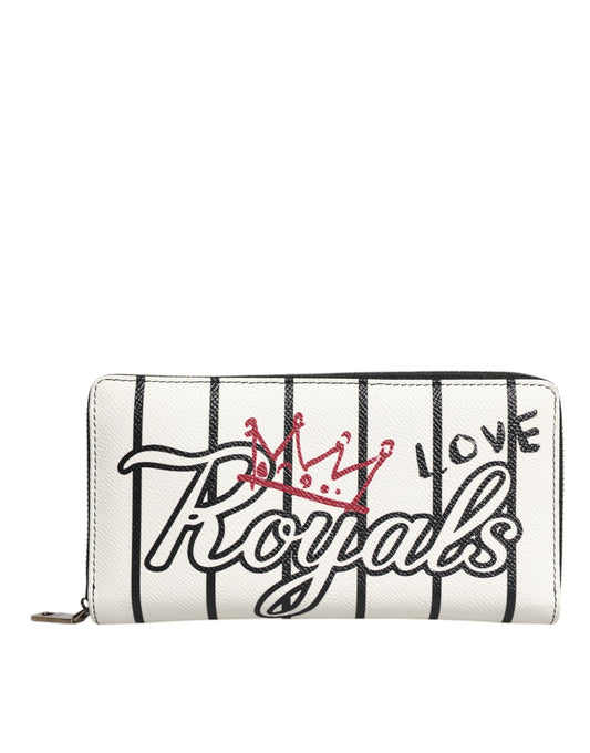 Cartera Continental con cremallera alrededor DG Crown Royals de cuero blanco de Dolce &amp; Gabbana