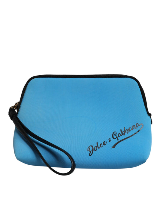 Dolce & Gabbana Blue DG Logo Print Clutch Zip Borse Pouch Bag