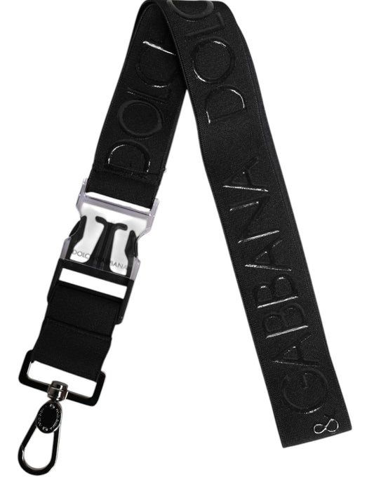 Portachiavi Dolce &amp; Gabbana in poliestere elasticizzato nero con logo DG gommato