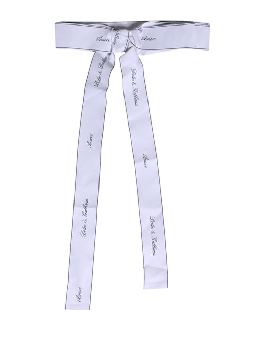 Cinturón blanco con lazo ancho y logotipo de Dolce &amp; Gabbana