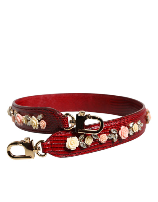Bolso Dolce &amp; Gabbana de piel roja con detalle floral y correa para el hombro
