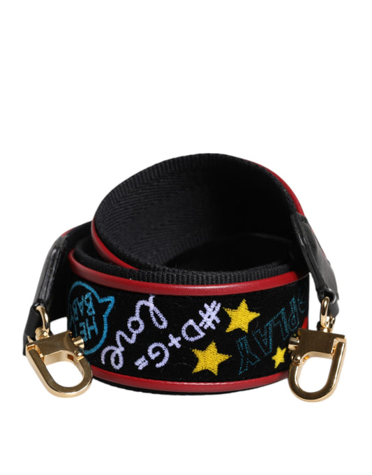 Borsa a tracolla stampata in cotone nero Dolce &amp; Gabbana