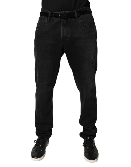 Vaqueros ajustados de algodón negro de Dolce &amp; Gabbana para hombre