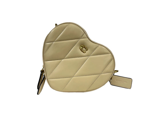 COACH Bolso bandolera pequeño de piel acolchada con forma de corazón